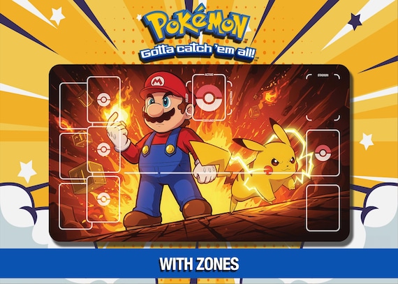 Pikachu and Super Mario Pokemon Playmat – Power-up Partners - TCG
