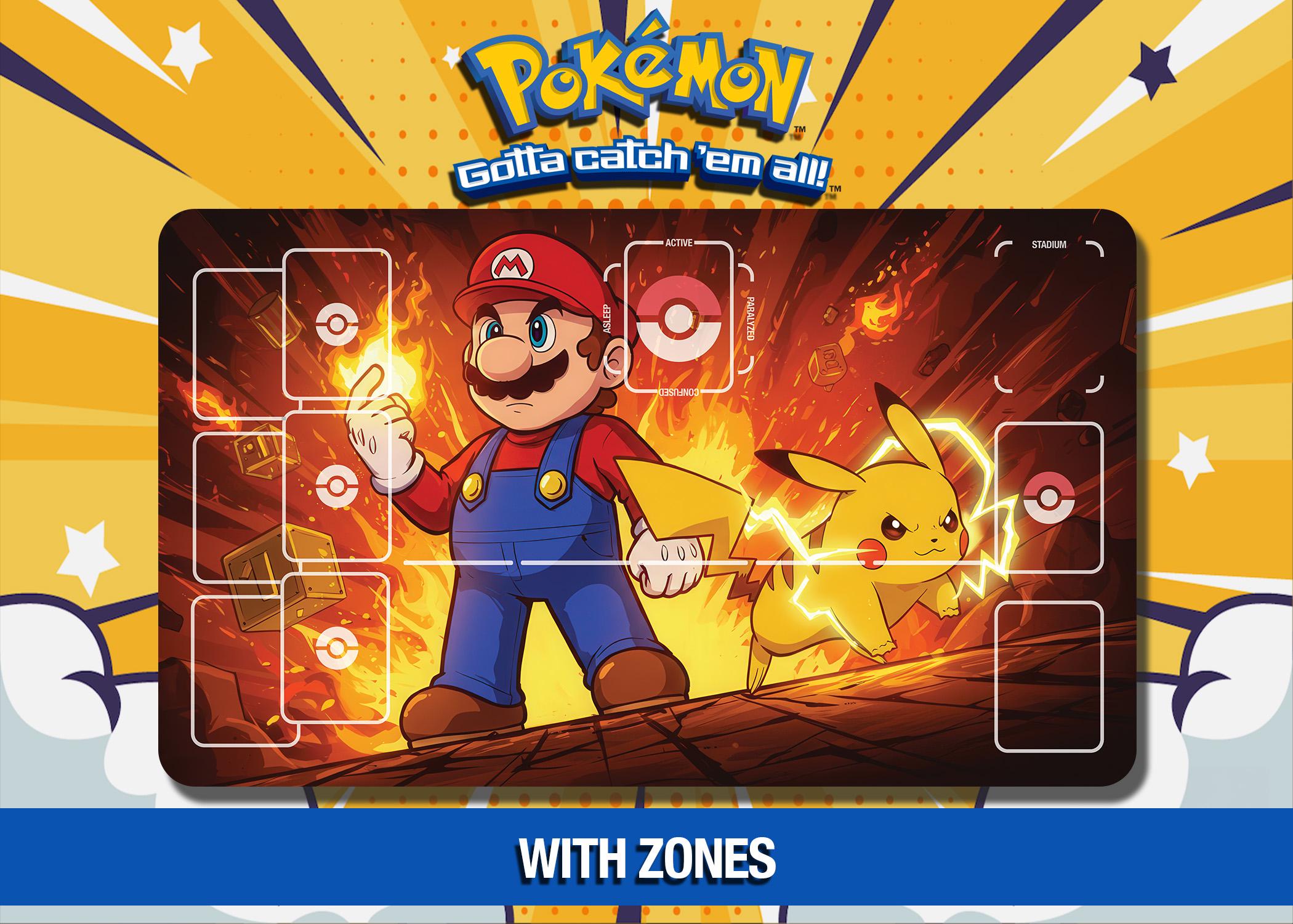 ピカチュウとスーパーマリオのポケモンプレイマット - パワーアップ 
