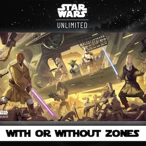 Star Wars Unlimited - Mace Windu, Ki-Adi-Mundi e Yoda - Clone Troopers - Lendas da Força - Playmat - TCG - Jogo - Com ou sem Zona
