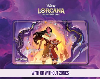 Disney Lorcana Playmat - Pocahontas - Peacekeeper - Winterspell - Enchanted - TCG Ready – 23.6 x 13.8in Stitched Edges