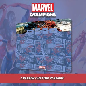 Tapete de jogo Marvel Champions para 2 jogadores - Homem-Aranha - Bordas costuradas para TCG e jogos de cartas - Mouse Pad - Acessório - Fantasy Flight LCG
