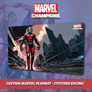 Custom Marvel Champs Playmat - Ameisen-Man - Genähter Rand für TKG und Kartenspiele - Mausunterlage - Accessoire