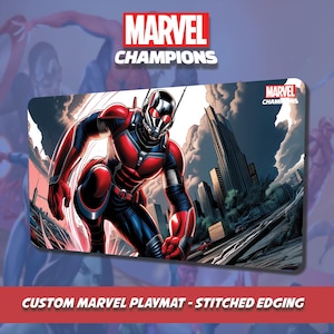 Tapete de jogo Marvel Champions - Homem-Formiga - Borda costurada para TCG e jogos de cartas - Mouse Pad - Acessório