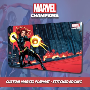 Tapete de jogo Marvel Champions - Black Widow - Borda costurada para TCG e jogos de cartas - Mouse Pad - Acessório