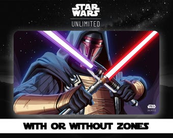 Star Wars Unlimited - Darth Revan - Empire - Legends of the Force - Playmat - TCG - Card Game - With or Without Zones - Stitch Edges