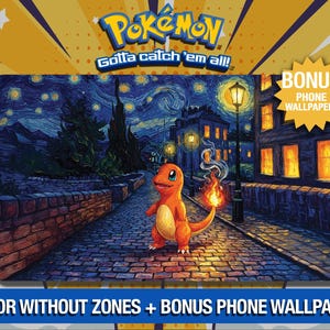 Charmander Luminous Ember – Tappetino da gioco Pokémon ispirato a Van Gogh - TCG - Tappetino da gioco personalizzato - Tappetino per mouse - Gamepad - Accessorio