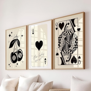 Ace & Queen of Hearts Poster Print Set: Trendy Retro Wall Art (Digital Download)