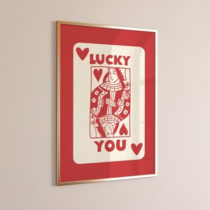 Red Queen of Hearts Print: Retro Playing Card Wall Art (Digital Download)