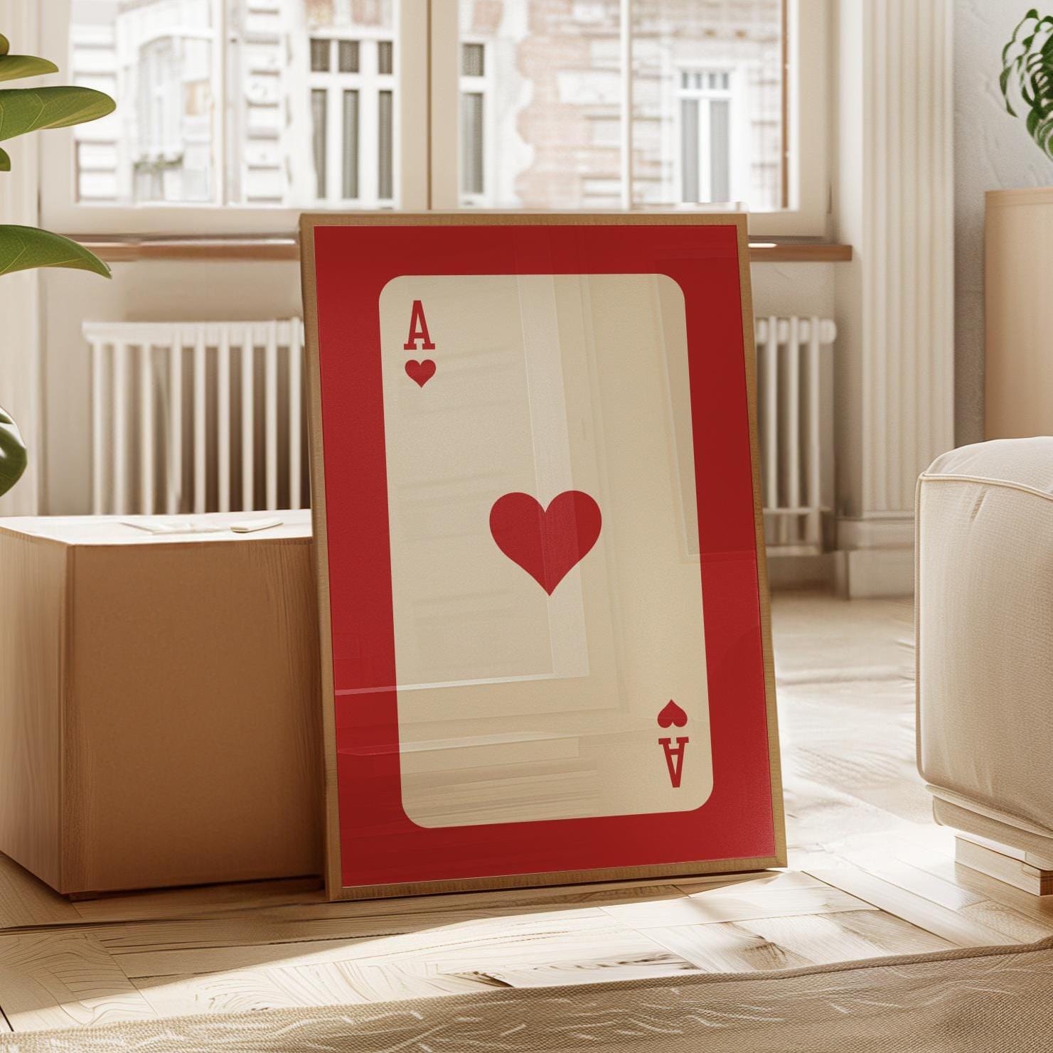 Ace of Hearts Red Print: Retro Bar Cart Wall Art (Digital Download)