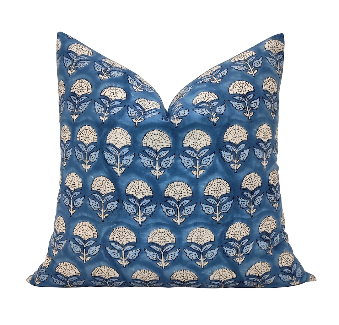 Blue - Ajrakh Block Print Pillow Cover (Set of 2) 04