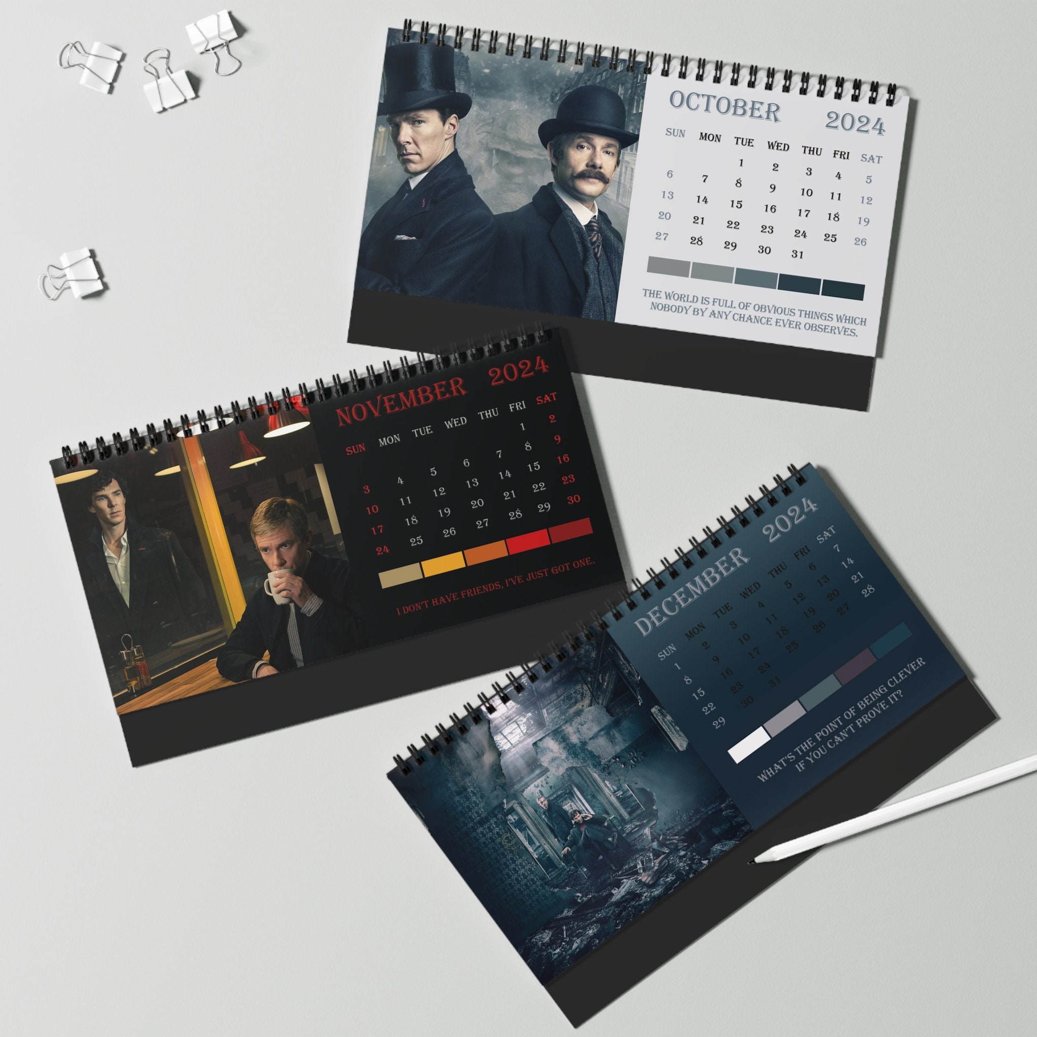 2024 Sherlock Desk Calendar 2024 Desk Calendar Sherlock Etsy