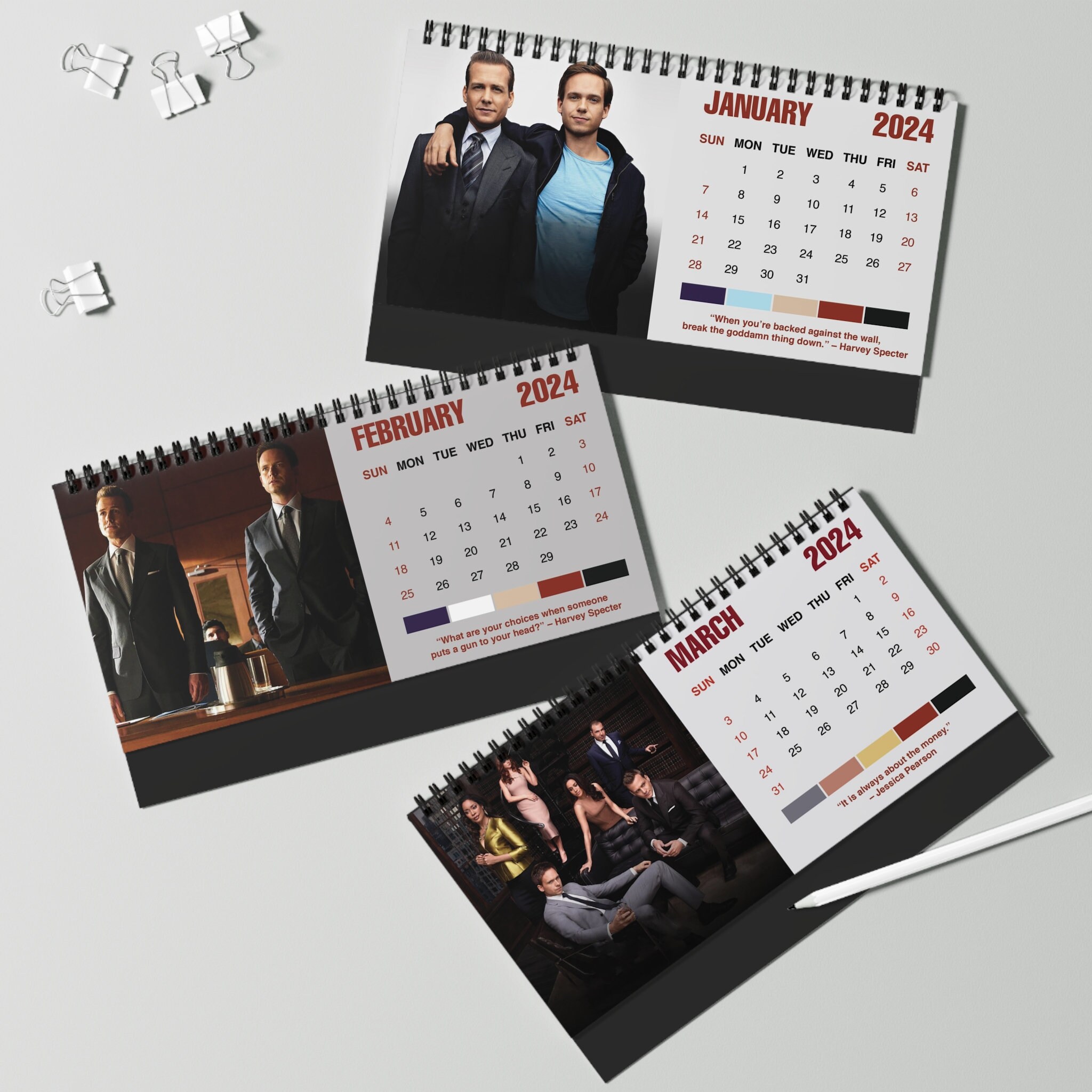 2024 Suits Desk Calendar 2024 Desk Calendar Suits 2024 Calendar