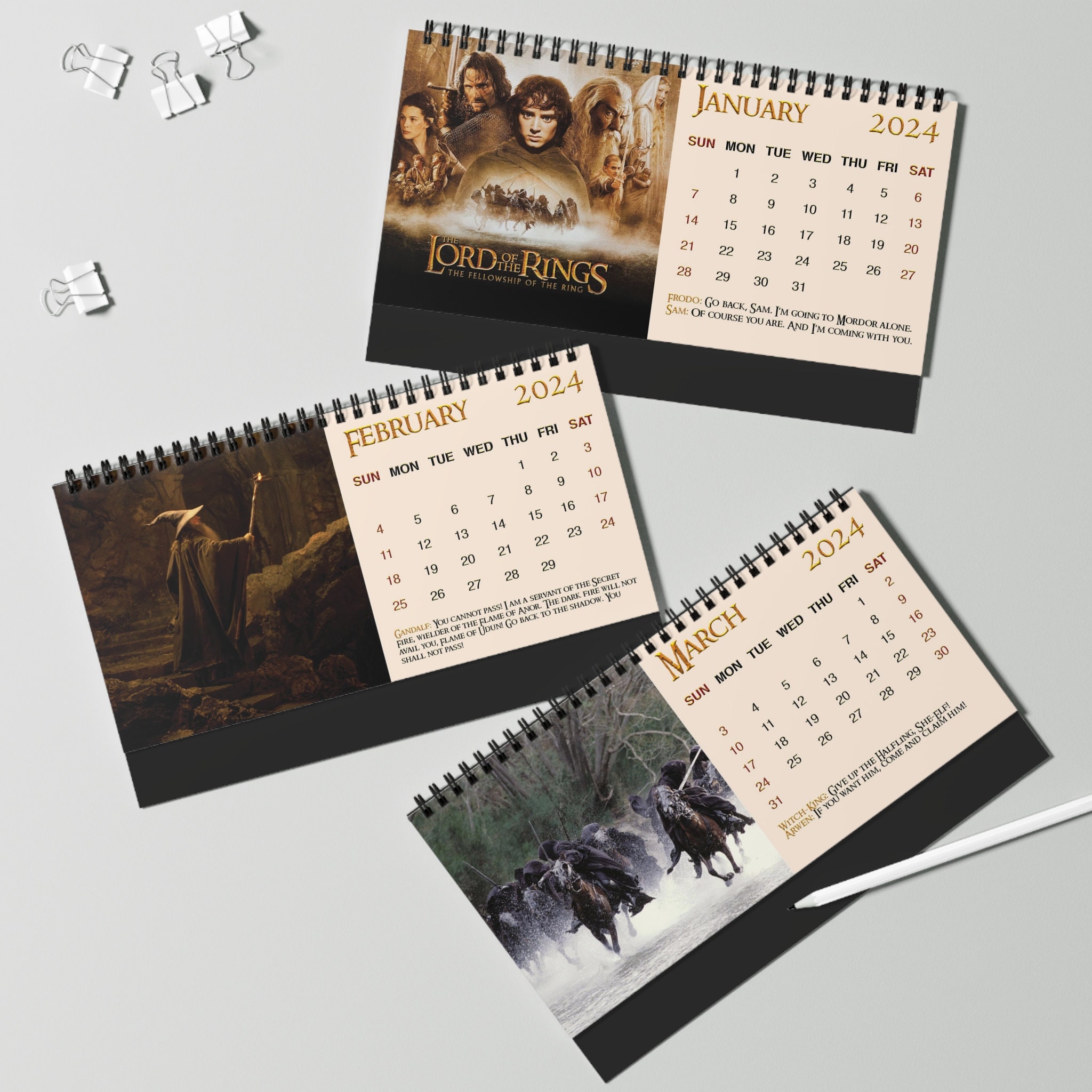 2024 LOTR Desk Calendar 2024 Desk Calendar The Lord of the Rings