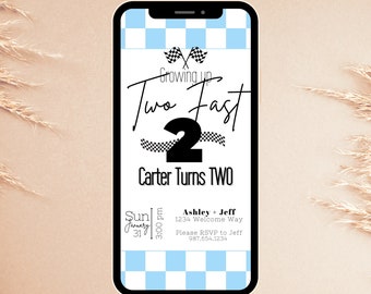 Two Fast Invitation, Editable Two Fast Birthday Invitation, Two Fast Boy Race Car, 2nd Birthday Party Invite, Instant Download 2nd Birthday