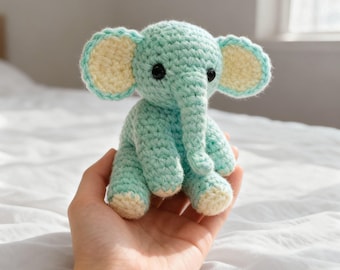 Patrón de elefante bebé a crochet - Patrón de elefante a crochet en PDF, Patrón de juguete de crochet para principiantes, Patrón de elefante sentado a crochet amigurumi