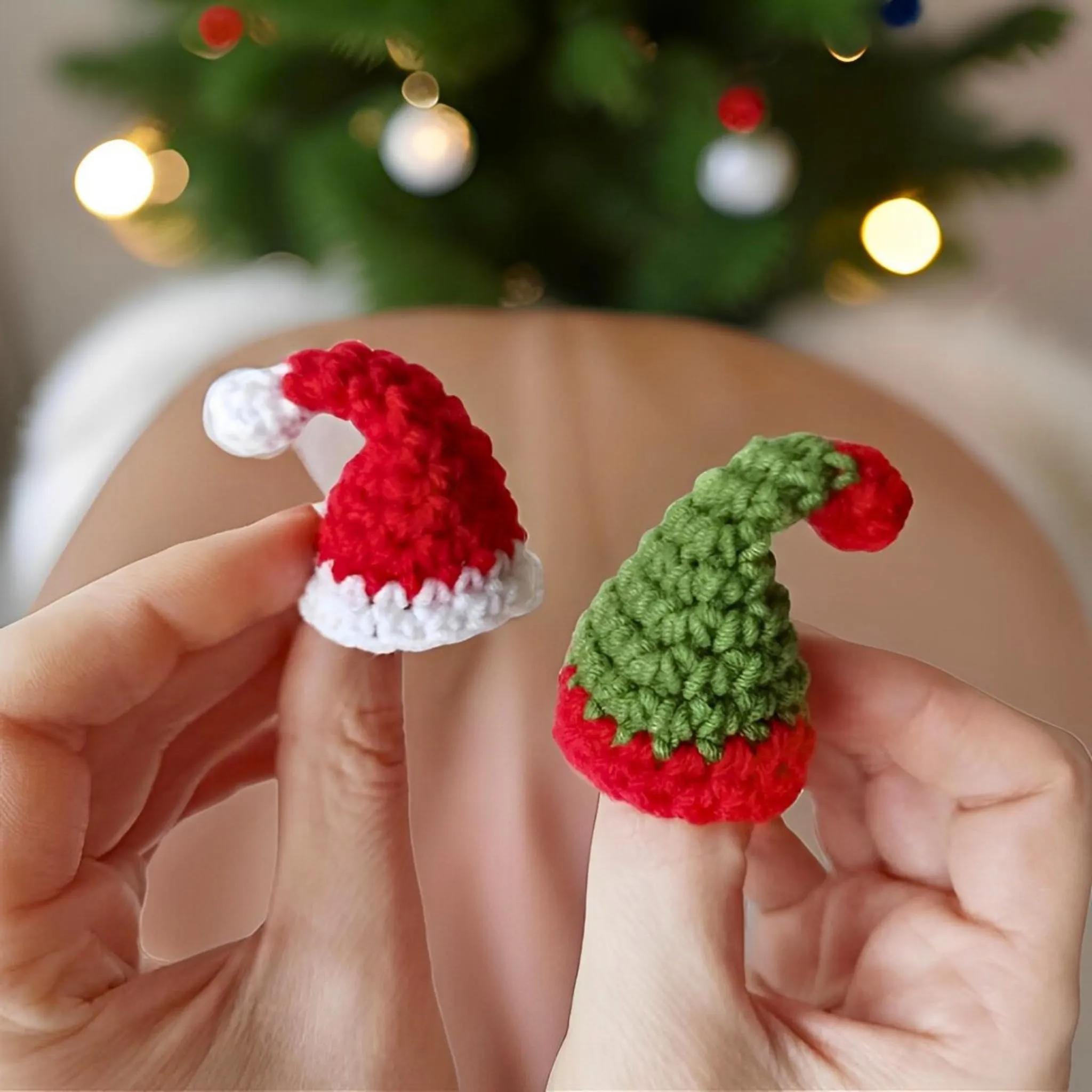 20 Mini Bonnets Et écharpes De Noël En Laine - Tissés à La Main, 3,3-5cm - Décoration Table, Bonhomme De Neige, Bouteille - 9