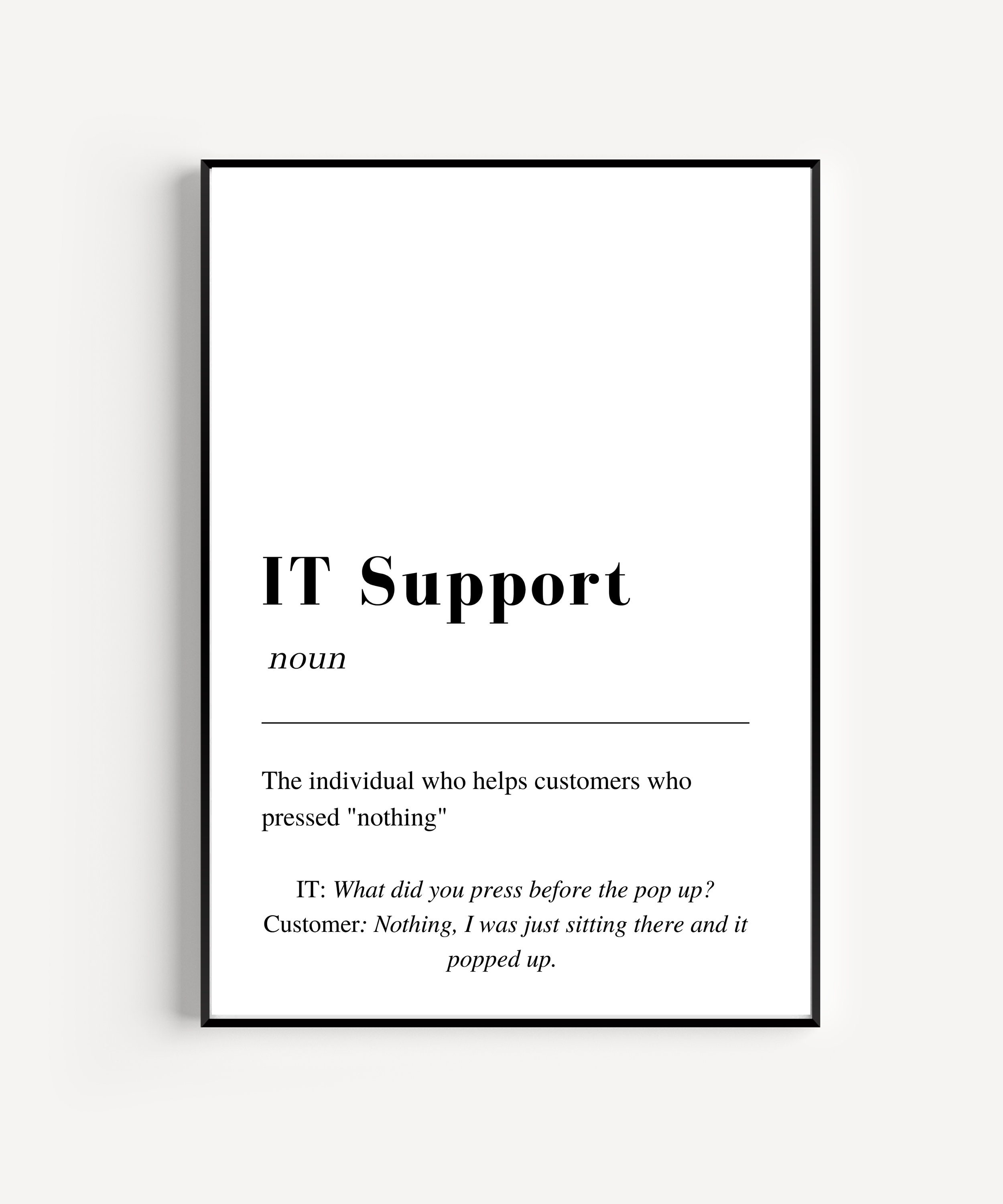 IT Tech Support Definition Wall Art, Print Wall Art, Living Room Wall ...