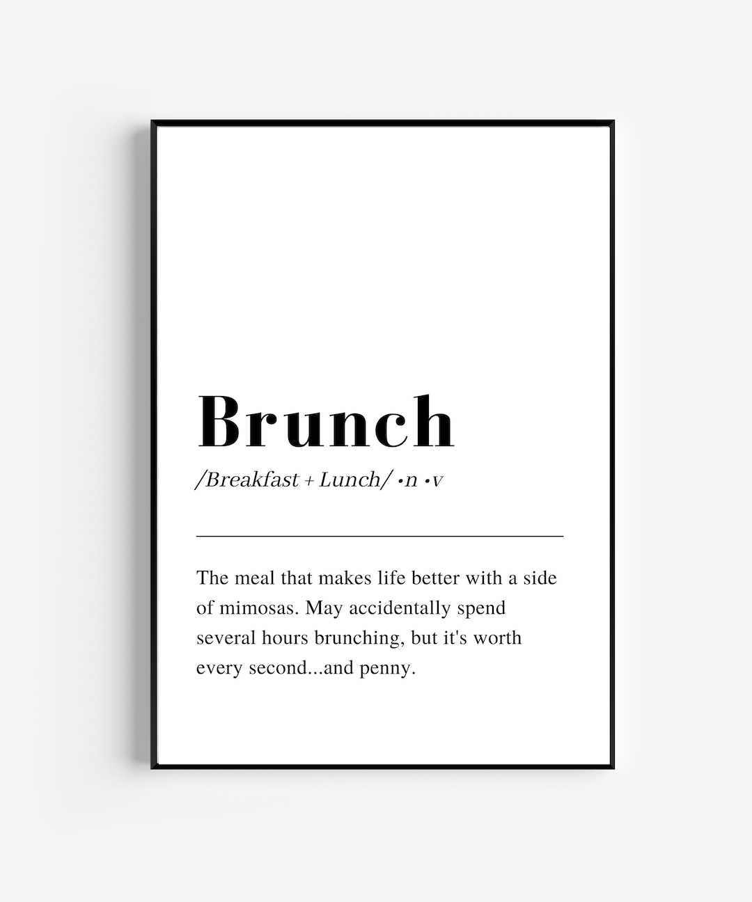 Brunch Definition Print Wall Art, Printable Wall Art, Living Room Wall