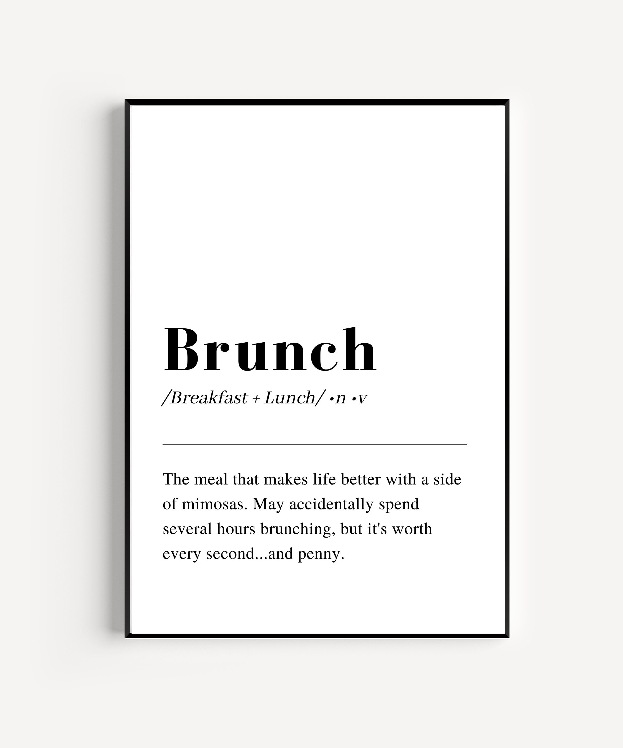 Brunch Definition Print Wall Art, Printable Wall Art, Living Room Wall