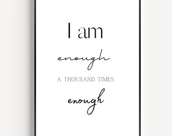 I am enough Printable art, Scripture wall art, Christian wall art, living room wall art, dearsoulprints, Christian decor, Christian gifts