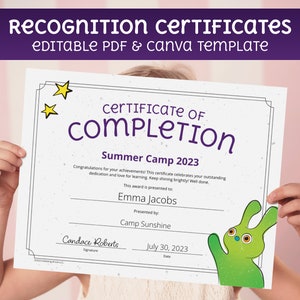 Certificati di riconoscimento per il comportamento positivo (modificabili in PDF e Canva), riconoscimento della mentalità di crescita per gli studenti con i nostri Brook Sprites