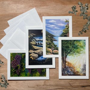 Cartes de voeux Dreamy Nature Collection – Lot de 4 – 5 x 7 – Intérieur vierge