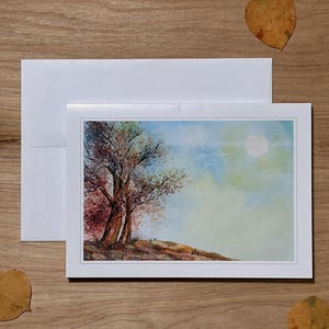 Cartes de voeux/Cartes de correspondance Arbre majestueux – Lot de 4 – 5 x 7 – Intérieur vierge avec enveloppes