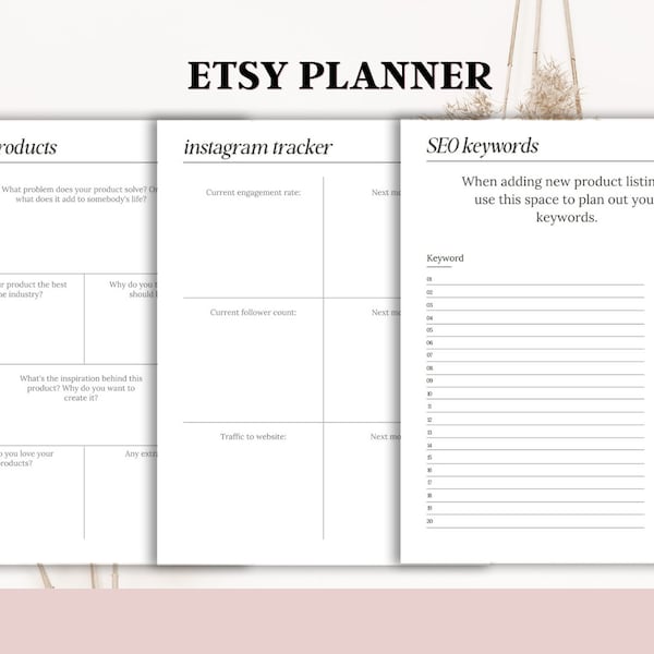 Etsy Shop Planner Printable | Etsy Business Plan | Etsy Seller Planner | Small Business | Digital Business Planner | Sell on Etsy | Finances