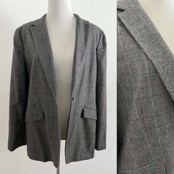 Gray Plaid Blazer - image 1