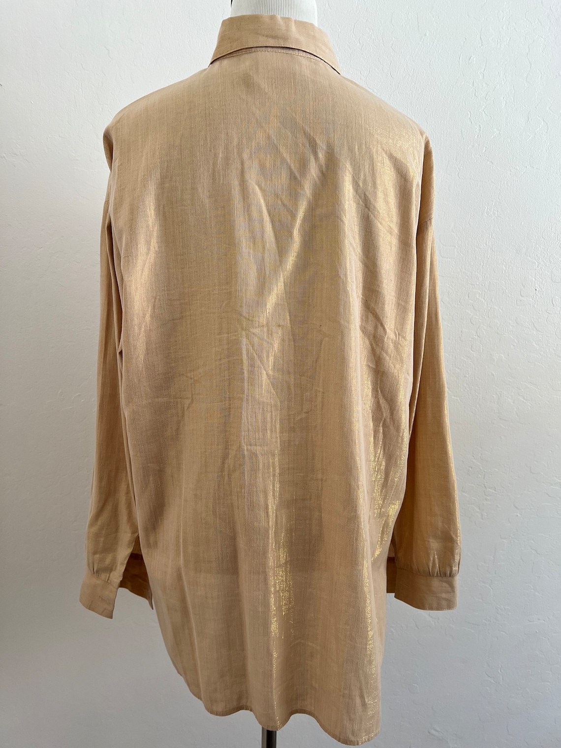 Matte Gold V Neck Blouse with Back Closure