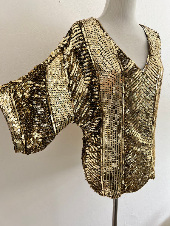 Gold Sequined Blouse - image 3