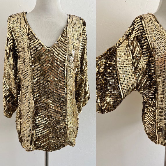 Gold Sequined Blouse - image 1