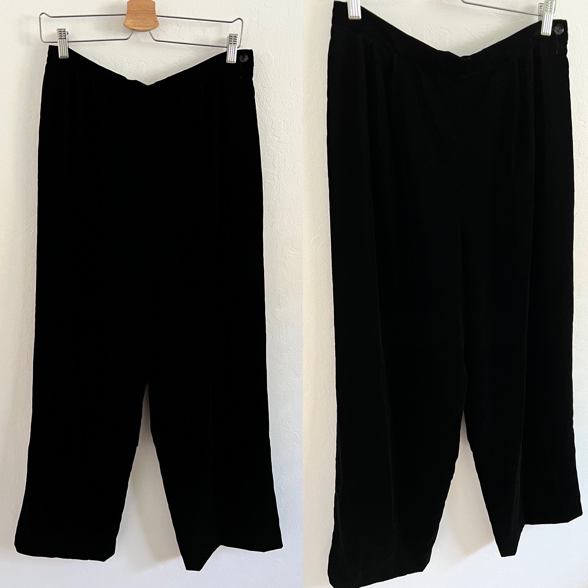 Vintage Sixties Black Crushed Velvet Flare Pants Selected by Anna