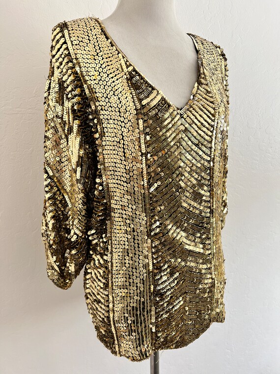 Gold Sequined Blouse - image 4