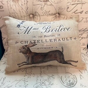 French Rabbit Soft Burlap Pillow Cover