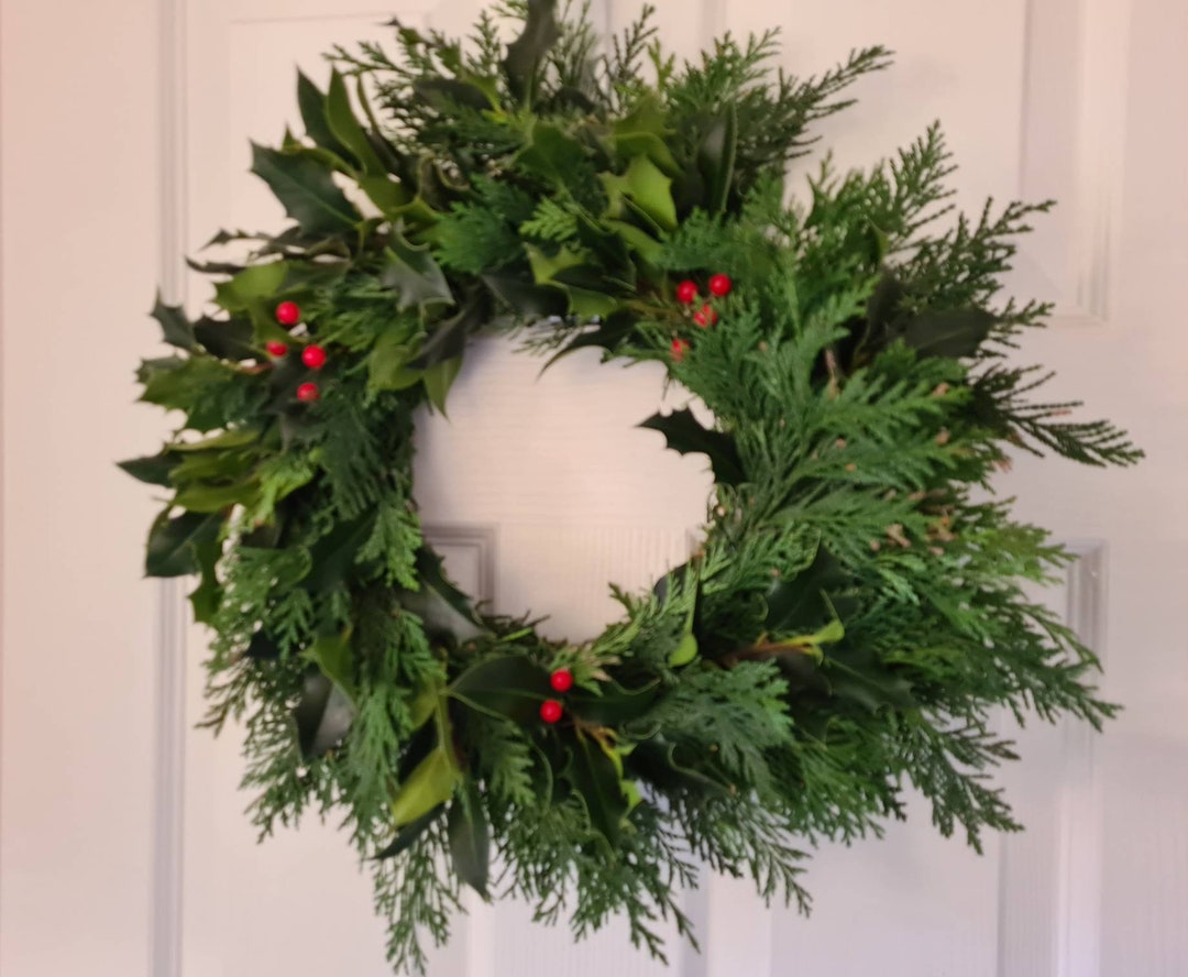 Fresh Christmas Wreath Real Christmas Wreath Xmas Front Door Etsy UK