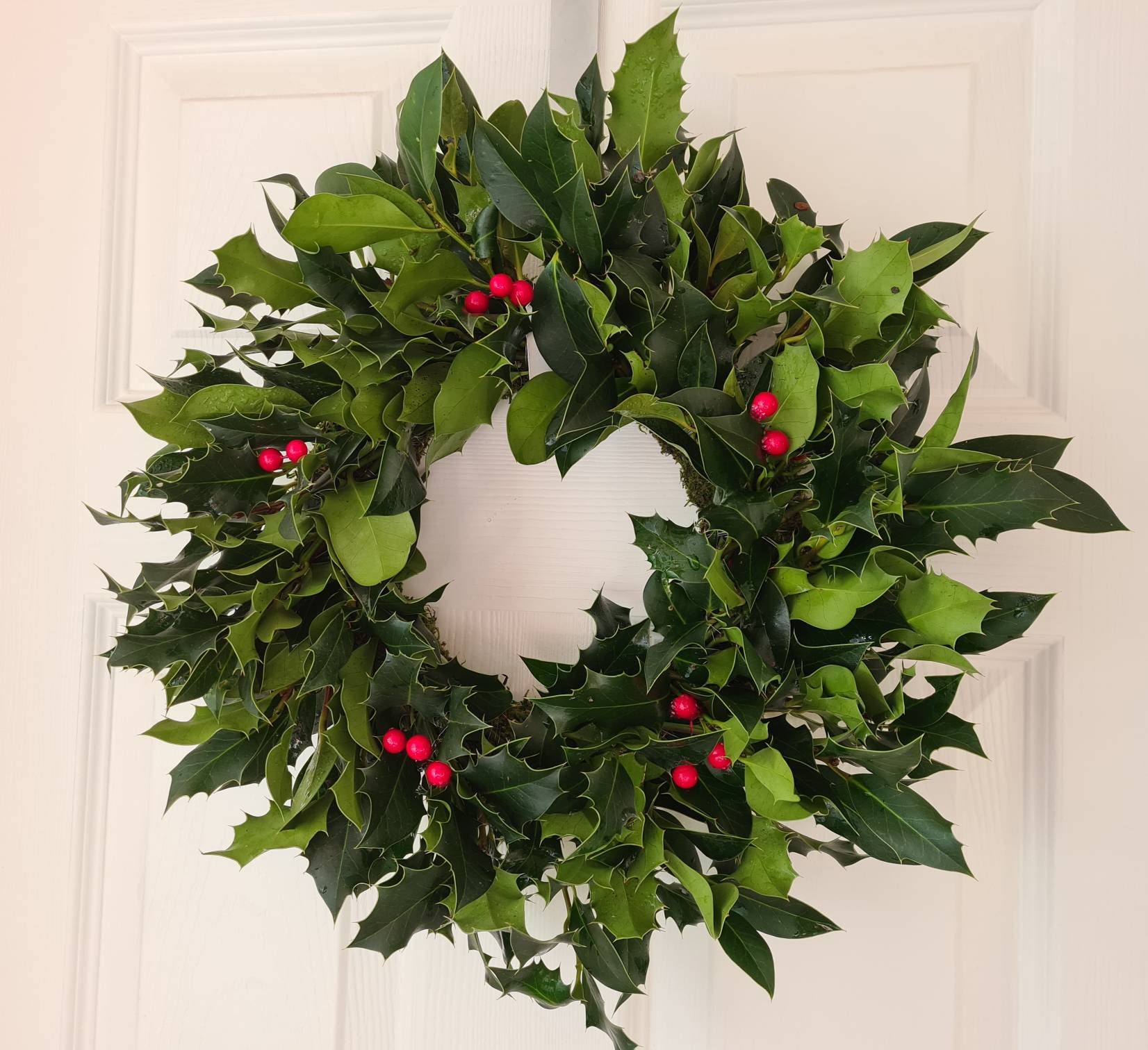 Real Holly Wreath Fresh Holly Wreath Christmas Holly Wreath Etsy