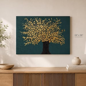 Original Gold Tree of Life Painting, 24x30 Textured Acrylic Canvas, Handmade Modern Wall Art, Luxury Living Room Decor