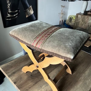 Antique mahogany oak stool or footrest