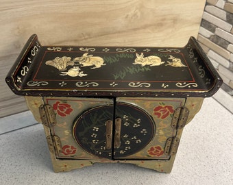 Vintage Jewelery Box Table Cabinet Hand Made