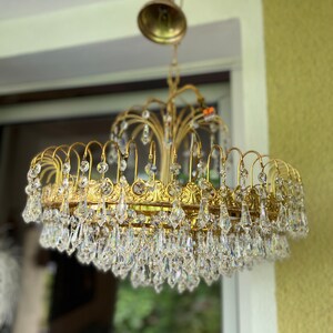 Crystal chandelier gold-plated pomp glass chandelier ceiling lamp 50 cm diameter