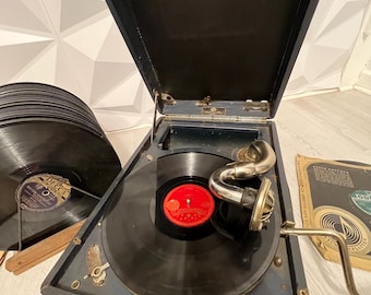 Tocadiscos antiguo, gramófono antiguo, gramófono vintage - Tocadiscos - Antigüedad única
