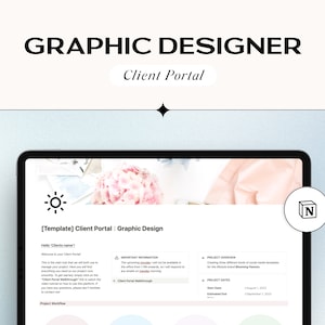 Notion Client Portal For Freelance Graphic Designers, Notion Template, Notion Client Dashboard, Client Onboarding, Aesthetic Notion, CRM