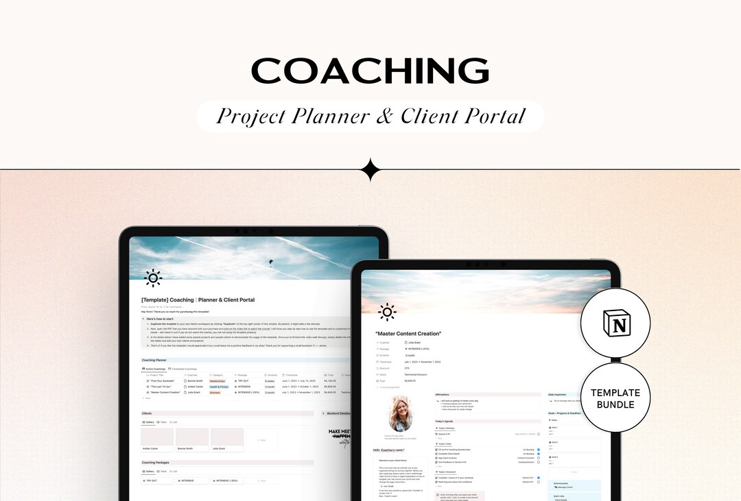 Notion Project Planner, Client Portal Template for Coaches - Etsy