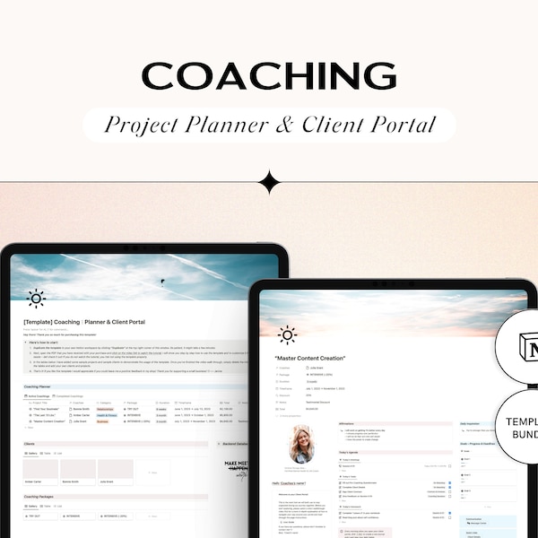 Notion Project Planner & Client Portal for Coaches, Notion Template Coaching, Notion Business Template, Client Dashboard, Client Onboarding