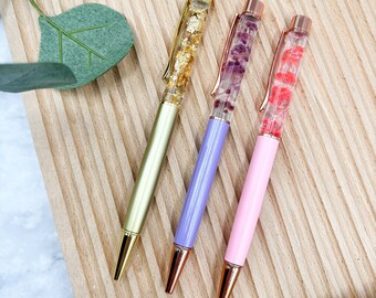 Elegant ballpoint pens - gift idea - office supplies - ballpoint pens with water bubbles - ballpoint pens with gold leaf