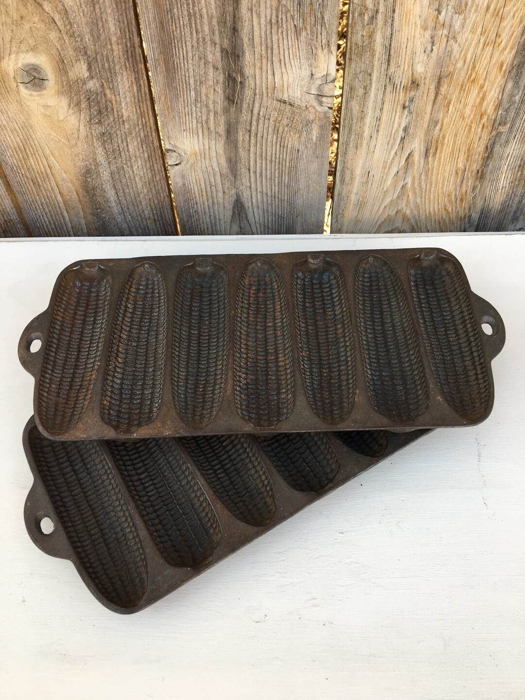 Vintage Cast Iron Cornbread Skillet Pans Molds 7count Kitchen Etsy