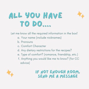 Puede incluir: Un gr&aacute;fico azul claro y amarillo con el texto "ALL YOU HAVE TO DO..." y una lista de preguntas a responder. Tambi&eacute;n se incluye el texto "IF NOT ENOUGH ROOM. SEND ME A MESSAGE".