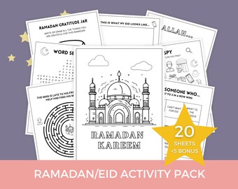 Ramadan Printable Activity Pack, Eid Activities, Ramadan Eid Coloring for Kids, Children Islamic Activity Pages, Bundle of Activity Sheets