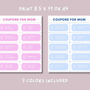Mom Birthday Coupons, Mother's Day Printable Coupons, Mom/mum Coupon ...